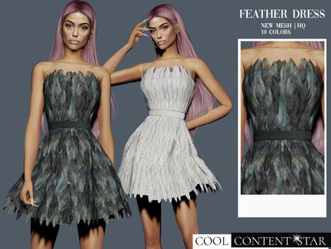 Sims 4 Wedding Decor, Ts4 Cc Alpha, Nude Prom Dresses, Bare Shoulder Dress, Disney Faries, Black Feather Dress, Sims Fashion, Tie Up Shirt, Sims 4 Skin