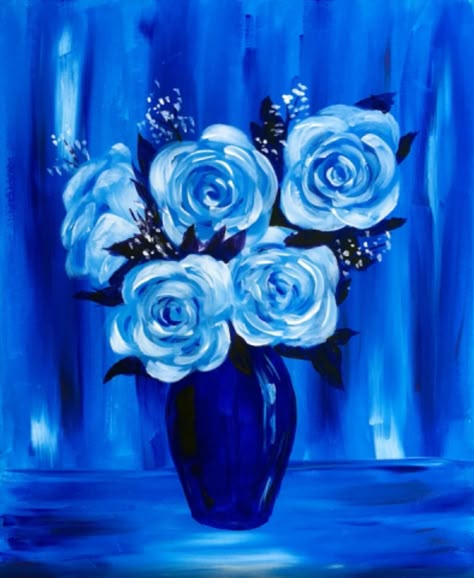 Monochromatic Painting Ideas Monochrome, White Rose Vase, Monochromatic Art Painting, Monochromatic Painting Ideas, Acrylic Sky, Monochromatic Painting, Tribeca New York, Diy Canvas Art Easy, Monochromatic Art