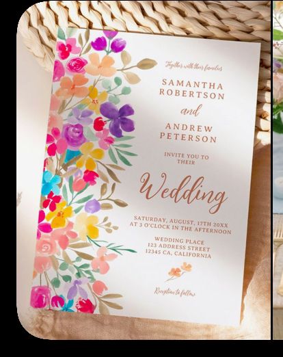 Rainbow Wedding Invitations, July Wedding Colors, Colorful Floral Wedding, Bright Wedding Invitations, Wildflower Wedding Theme, Wedding Card Design Indian, Colorful Wedding Invitations, Dream Wedding Decorations, Wedding Planning Decor