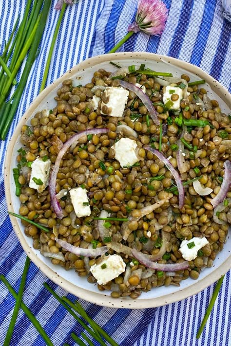 Ottolenghi's Lentil Salad with Herbs and Feta l Panning The Globe Otto Lenghi, Moroccan Lentil Soup, Amazing Salads, Oven Dried Tomatoes, Lentil Salad Recipes, Potato Sandwich, Ottolenghi Recipes, French Lentils, Summer Side Dish