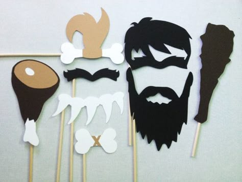 8 Caveman Photo Booth Props - Paleo Party - Caveman and Cavewoman on Etsy, $16.00 Caveman Birthday Party, Caveman Party Ideas, Caveman Party, Stone Age Activities, Bachelorette Photo Booth, Prehistoric Party, Prehistoric Age, Dramatic Play Center, Prehistoric Art