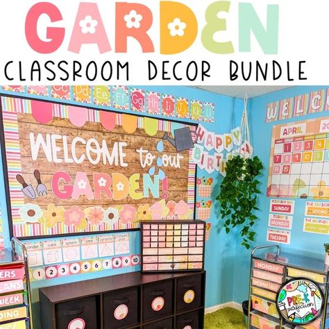 PreKPerfection - Etsy Classroom Garden Theme Decor, Garden Classroom Decorations, Classroom Themes Unique, Wildflowers Classroom Theme, Flower Theme Classroom Decor, Garden Theme Classroom Decorations, Classroom Garden Theme, Wildflower Classroom Theme, Kinder Classroom Decor