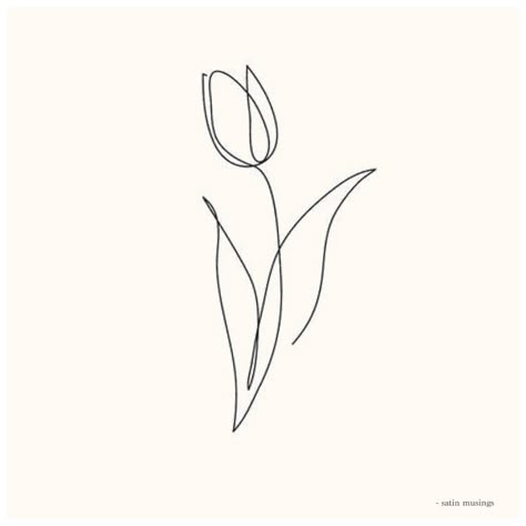 Tulip Drawing, Tulip Tattoo, Line Art Flowers, Yin Yang Tattoos, Small Pretty Tattoos, Cute Tiny Tattoos, Simple Line Drawings, Line Art Tattoos, Discreet Tattoos