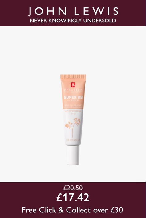 Save on our Winter Sale Promotion. Super BB: BB Cream's half skincare, half makeup expertise boosted to effectively camouflage and clear imperfections without feeling caked on. Reveal your 'baby skin' with this BB cream for acne-prone skin. No 'mask effect'! Half Makeup: providing more coverage than the original BB Cream, Super BB conceals imperfections, redness and dark spots. Thanks to its light and comfortable texture, this full-coverage BB cream leaves a natural, velvety finish and a perfect