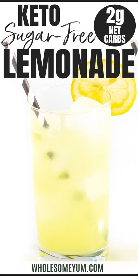 Healthy Sugar-Free Lemonade Recipe – 3 Ingredients - The easiest sugar-free lemonade recipe EVER! All you need is 3 simple ingredients + 5 minutes, and you've got delicious, healthy keto lemonade without sugar. #wholesomeyum #lemonade #keto #ketorecipes Sugar Free Lemonade Recipe, Keto Lemonade, Lemon Juice Recipes, Healthy Lemonade, Sugar Free Lemonade, Keto Beverages, Low Carb Granola, Keto Holiday Recipes, Ketogenic Desserts