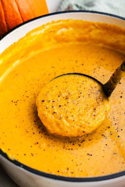 Roasted Pumpkin Soup, Slow Cooker Turkey Soup, Instant Pot Freezer, Creamy Pumpkin Soup, Roast Pumpkin Soup, Stay At Home Chef, Leftover Pumpkin, Homemade Pumpkin Puree, Sugar Pumpkin