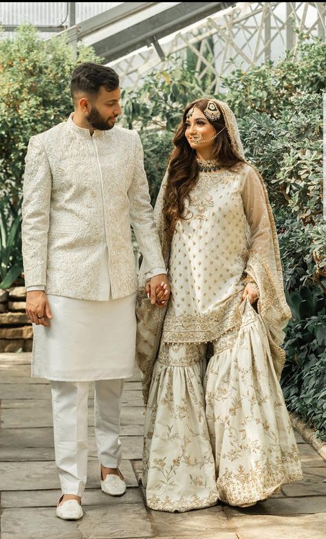 Nikkah Dress Ideas, Simple Nikkah Dress, Pakistani Nikkah Bride, Nikah Dress Pakistani, Simple Nikkah, Nikkah Outfit, Bride Groom Photoshoot, Nikah Outfit, Groom Dress Men