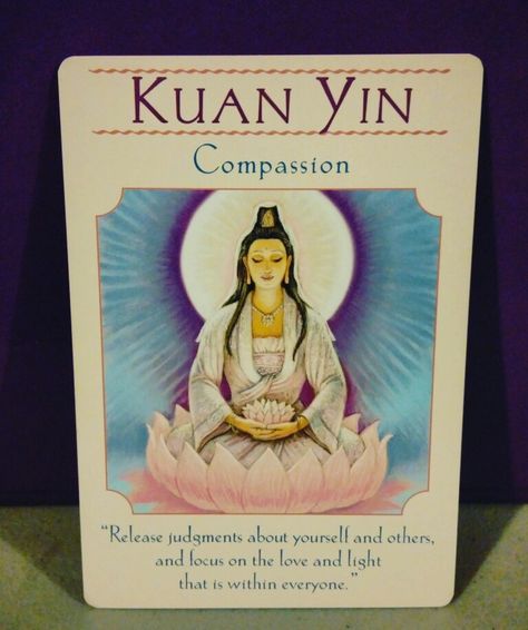 ~Kuan Yin Compassion card from Goddess Guidance Oracle Cards by Doreen Virtue~ Goddess Guidance Oracle, Angel Tarot, Angel Oracle Cards, Charm Bangles, Doreen Virtue, Angel Guidance, Kuan Yin, Goddess Energy, Angel Messages