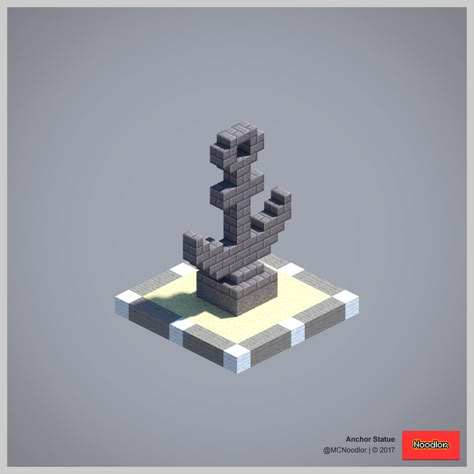 Anchor Statue Minecraft Hack, Construction Minecraft, Minecraft Building Guide, Minecraft Statues, Minecraft Decoration, Rumah Minecraft Sederhana, Minecraft Structures, Minecraft Banner Designs, Bangunan Minecraft