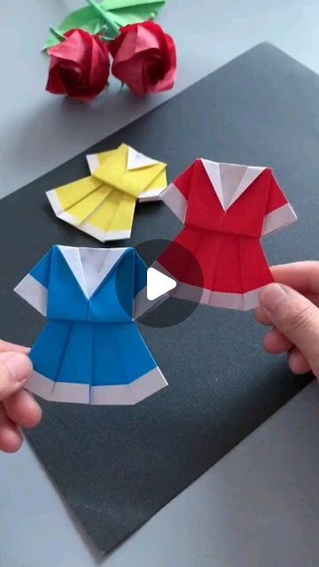 Origami For Preschool, How To Make Paper Dress, Paper Folding Activity, Paper Folding Crafts For Kids, Origami Art Easy, Paper Dress Craft, Paper Folding For Kids, Easy Paper Folding, Paper Dress Art