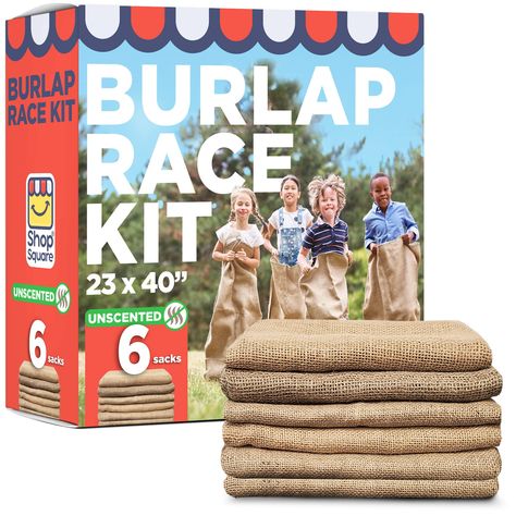 PRICES MAY VARY. 6 BURLAP POTATO RELAY RACE SACKS: Measuring 23” x 40” these sacks are great for players of all ages, big enough for use by adults and small enough to be used by children. The sacks are large enough to reach the waist of a 6’-tall adult, and not too large for a child to use comfortably. DE-SCENTED: These sacks were treated to remove the smell of natural burlap fibers, giving you the same fun potato-sack racing without the offending scent. TOUGH AND DURABLE: Naturally tough, the n Adult Easter Games, Potato Sack Race, Outdoor Lawn Games, Potato Sack Races, School Fall Festival, Field Day Games, Mother's Day Games, Easter Games For Kids, 4th Of July Bbq