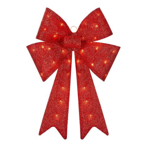 Deck your festive wall, door or window display with this 24-in. red tinsel bow. For a soft glow, it comes with LEDS. The hanging loop and two suction cups give you options for secure placement. It plugs Perfect Yard, Exterior Christmas Lights, Holiday Yard Decorations, Exterior Christmas, Christmas Yard Decorations, Christmas Yard, Christmas Tree Design, Wall Door, Christmas Display