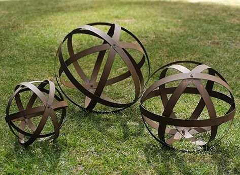 Garden Spheres, Garden Globes, Garden Balls, Garden Figurines, Decorative Spheres, Concrete Garden, Metal Garden Art, Forging Metal, Rusty Metal