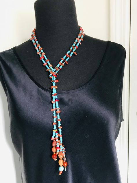 Beaded Long Necklace, Beaded Lariat Necklace, Long Necklace Handmade, Colorful Beaded Necklace, Carnelian Agate, Beaded Pendant Necklace, Handmade Beads, Lariat Necklace, Necklace Handmade