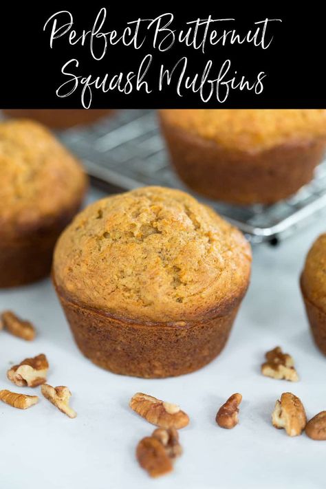 Butternut Squash Muffins, Squash Muffins, Butternut Squash Puree, Pumpkin Coffee Cakes, Butternut Squash Recipes, Nutritious Snacks, Breakfast Muffins, Squash Recipes, Oatmeal Recipes