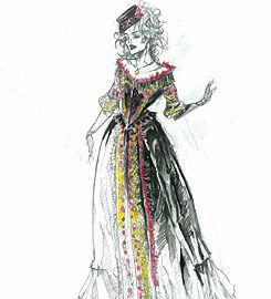 Helena Boham Carter's Mrs Lovett Sweeney Todd Costume, Water Spirits, Costume Concept, Mrs Lovett, Costume Sketches, Marla Singer, Colleen Atwood, Costume Design Sketch, Fleet Street