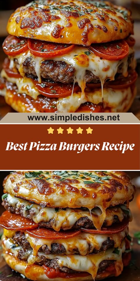 Love pizza and burgers? Try this ultimate pizza burger recipe! Loaded with cheesy goodness and flavorful toppings, it's a must-try for dinner. Quick, easy, and absolutely delicious! Pizza Burger Recipe, Pizza Burgers Recipe, Easy Burger Recipe, Pizza Burger, Dinner Quick, Pizza Burgers, Beef Patty, Hamburger Buns, Burger Recipe