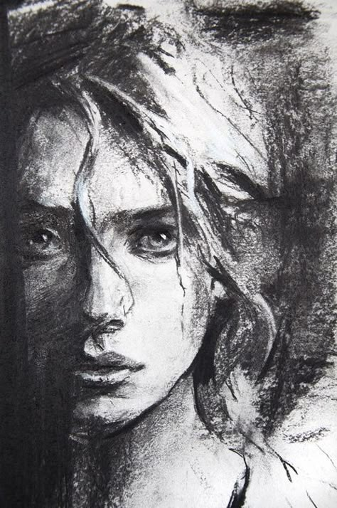 White Drawing, Black And White Drawing, Charcoal Drawing, Black And White, Hair, White, Black