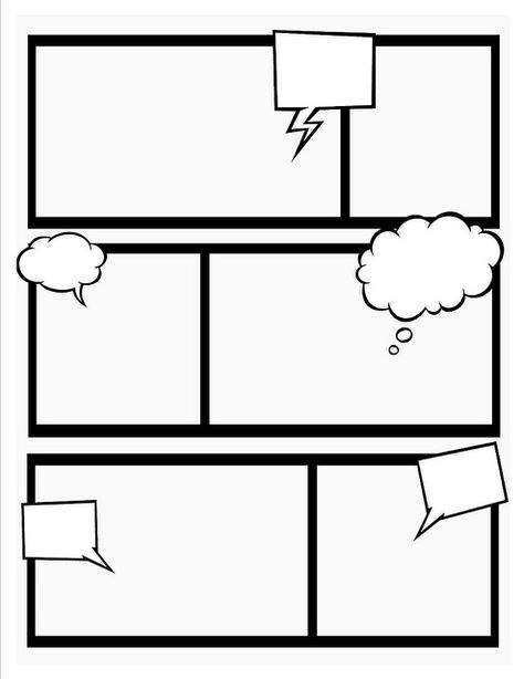 Stretch your creativity and create your own comic with these template frames. How To Create A Comic Strip, Blank Graphic Organizer Template, Create Your Own Comic Strip, Blank Comic Strip Template, Comic Book Ideas, Superhero Worksheets, Comic Crafts, Create A Comic Strip, Comic Book Crafts