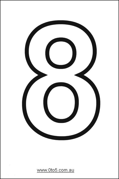 Number - eight printable template Number 8 Template Free Printable, 8 Drawing Number, Number 8 Worksheets For Preschool, Number 8 Craft, Large Printable Numbers, Number Template Printable, Free Printable Numbers, Number Eight, Kindergarten Coloring Pages