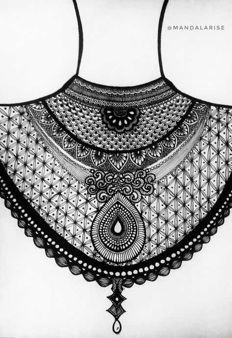 Intricate and Beautiful handrawn jewellery mandala art- mandala art #sacredgeometry #diwali #jewellerydesign #diwaliart #art #diwalitrends #tatoo #mandala art #pen #drawing #mandalatatoo #blackandwhiteart Jewellery Mandala Art, Mandala Art Jewellery, Mandala Art Dress, Mandala Art Pen, Lengha Design, Jewelry Drawings, Bride Fashion Illustration, Necklace Drawing, Mandala Art Therapy