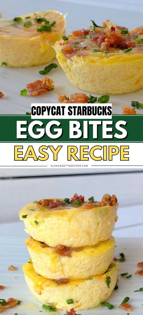 Egg Bites In The Oven, Homemade Egg Bites, Copycat Egg Bites, Copycat Starbucks Egg Bites, Starbucks Egg Bites Recipe, Bacon Egg Muffins, Muffins For Breakfast, Bacon Muffins, Eggs In Muffin Tin