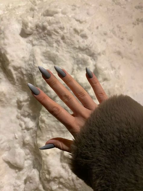 Fawn Nails, Acrylic Claws, Dark Grey Nails, Grey Matte Nails, Euphoria Nails, Square Nail, Square Nail Designs, Goth Nails, Blush Nails