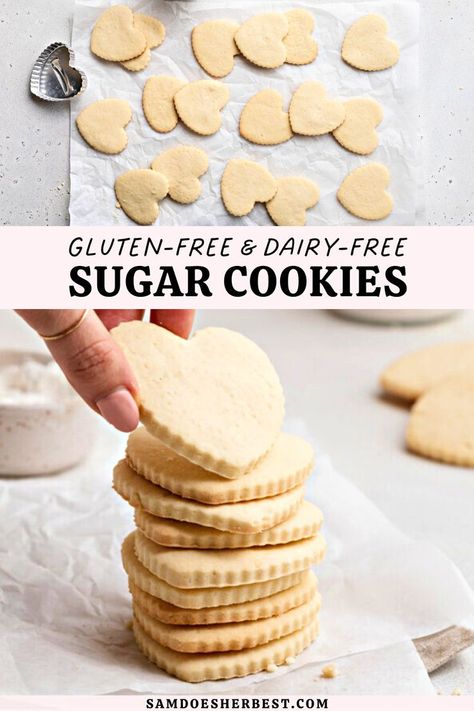 Dairy Free Sugar Cookie Recipe, Gluten Free Dairy Free Cookies, Sugar Cookies Gluten Free, Dairy Free Christmas Cookies, Dairy Free Sugar Cookies, Vegan Sugar Cookies, Gluten Free Sugar Cookies, Dairy Free Cookies, Cookies Gluten Free