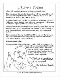 Free printable: Martin Luther King, Jr.'s "I Have a Dream" Speech (excerpt) Martin Luther King Speech, Speech Template, Martin Luther King Activities, Mlk Activities, Martin Luther King Jr Activities, Holiday Memes, Drawing Resources, Martin Luther King Quotes, I Have A Dream Speech