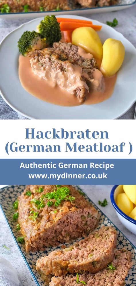 Meatloaf And Gravy, Slavic Cuisine, German Cuisine Recipes, German Meatloaf, German Recipes Dinner, Meat Temperature Chart, Easy German Recipes, German Dishes, Food Authentic