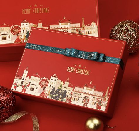 New Year Hamper Ideas, Christmas Box Packaging Design, Christmas Box Design Packaging, Christmas Packaging Design Inspiration, Christmas Package Design, Christmas Food Packaging, Christmas Box Design, Christmas Gift Box Design, Christmas Gift Box Packaging