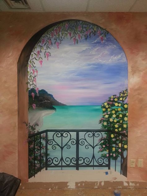 Trompe L'oell Wall.  You can walk out into the balcony! Pintu Interior, Easy Disney Drawings, Wall Art Diy Paint, Wall Painting Art, Wall Painting Decor, Wall Murals Painted, Diy Watercolor Painting, Wall Drawing, Trending Pins