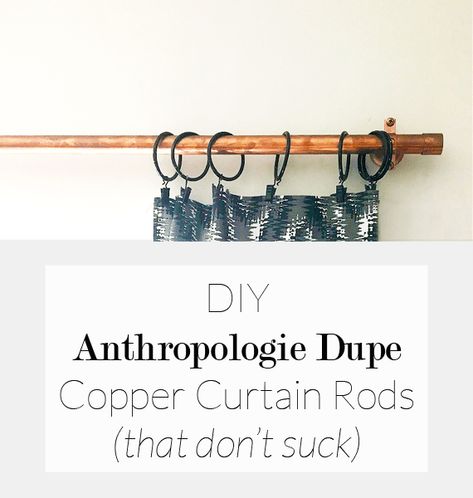 DIY Anthropologie Curtain Rod | OBLIQUE NEW YORK Copper Curtain Rod, Anthropologie Curtains, Diy Anthropologie, Diy Curtain Rods, Branches Diy, Hair And Nail Salon, Curtain Styles, Anthropologie Home, Copper Diy