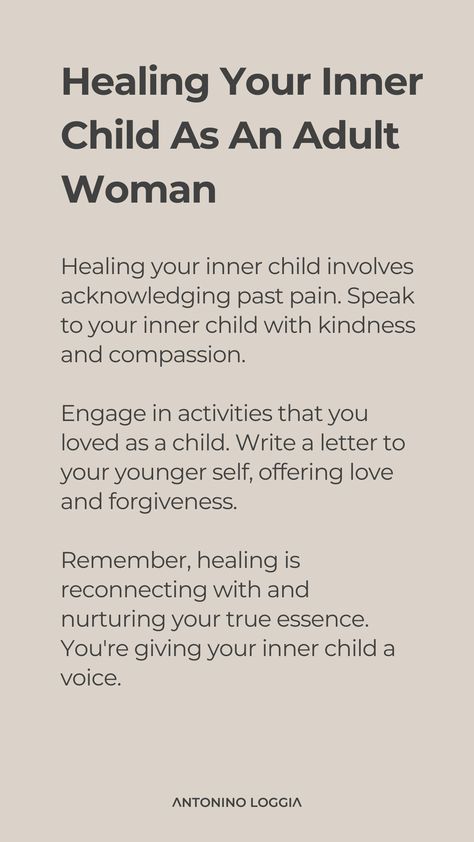 Healing your inner child involves recognizing and addressing unmet needs or traumas from your childhood. Start by acknowledging your inner child's presence and listening to what they need. Engage in activities that bring joy and comfort to your inner child, such as creative play, spending time in nature, or watching favorite childhood movies. Practice self-compassion and forgiveness for past mistakes or inadequacies. Healing From Childhood Neglect, Inner Child Healing Activities, Healing From Traumatic Childhood, How To Heal Inner Child, Inner Teenager Healing, Inner Child Activities, Reparenting Your Inner Child, Healing The Inner Child, Anxiously Attached