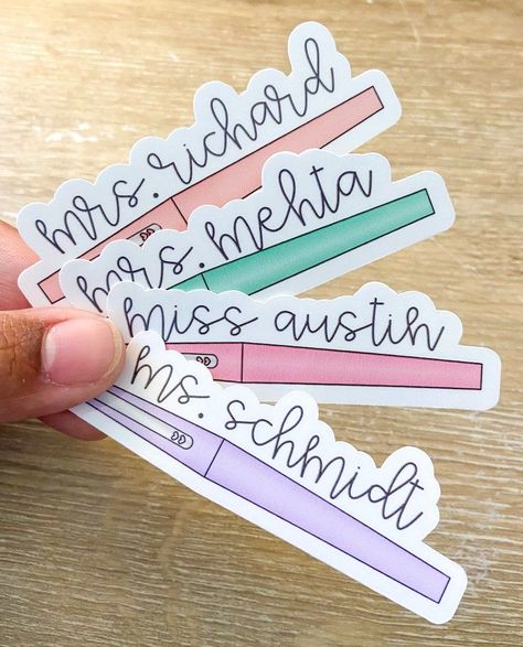 Teacher Name Stickers - Custom Flair Pen Labels

Personalize your classroom with these fun and stylish teacher name stickers! FREE SHIPPING on orders over $50. #teacherstickers #teacherlabels . #Teacher_Flair_Pen_Gift_Tag #Teacher_Gifts_Daycare #Flair_Pens_Teacher_Gift #Teacher_Sticker_Ideas Teacher Planner Stickers Cricut, Diy Teacher Gifts Cricut, Teacher Sticker Ideas, Teacher Gifts With Cricut, Teacher Stickers Free Printable, Teacher Cricut Gifts, Name Sticker Design, Cricut Teacher Gifts, Name Stickers Personalized