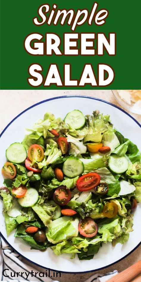 green salad Chopped Green Salad Recipes, Basic Green Salad, Green Leafy Salads, Green Salad Recipes For A Crowd, Christmas Green Salad, Vegetarian Recipes Pasta, Recipes For Fat Loss, Basic Salad, Chicken White Sauce