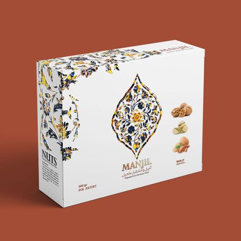 Sweet Box Packaging Design Creative, Baklava Box Design, Nuts Box Design, Islamic Packaging Design, Traditional Packaging Design, Sweet Box Design Ideas, Sweets Box Design Packaging, Sweet Box Packaging Design, Sweet Packaging Design