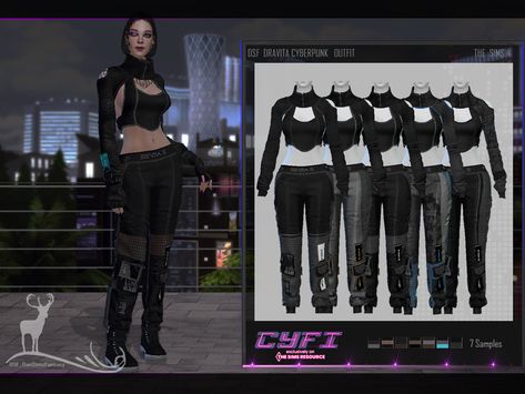 The Sims Resource - CYFI / DRAVITA CYBERPUNK OUTFIT Sims 4 Cc Cyberpunk, Cyberpunk Outfit, Low Cut Shirt, Cyberpunk Clothing, Sims Builds, Pelo Sims, Cyberpunk Clothes, Sims 4 Cc Folder, Free Sims