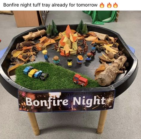 Bonfire Night Activities For Babies, Bonfire Night Eyfs Tuff Tray, Bonfire Night Tuff Tray, Bonfire Night Preschool Activities, Bonfire Night Nursery Activities, Bonfire Night Activities Eyfs, Eyfs Bonfire Night Activities, Bonfire Night Small World Eyfs, Bonfire Night Eyfs Activities