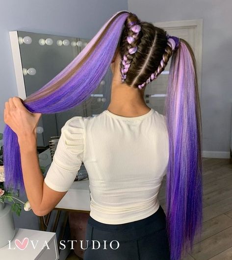 Color Extensions Braids, Festival Braids With Color Extensions, Hairstyle Trends 2023, Rebonding Hair, New Girl Fashion, Festival Hair Braids, Ponytail Haircut, Hair Styles For Girls, Rave Hairstyles