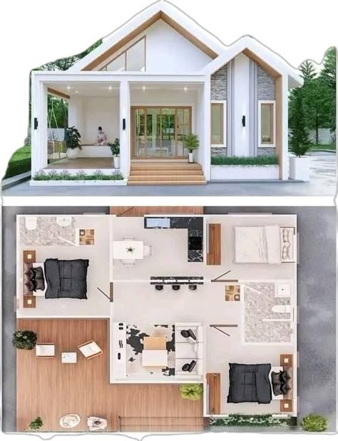 Small House Blueprints, Small House Layout, Small House Design Exterior, House Floor Design, Building House Plans Designs, Simple House Design, Casas The Sims 4, Sims House Plans, Model House Plan