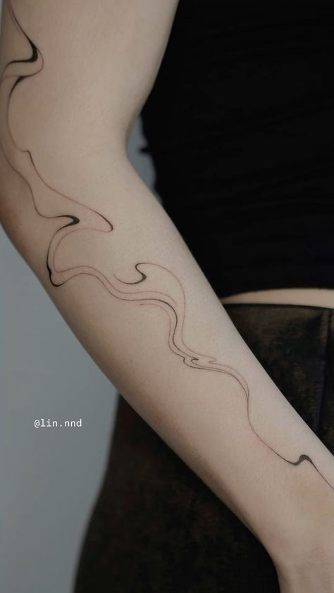 Ink Swirl Tattoo, Tattoo Lines Abstract, Abstract Line Art Tattoo, Line Sleeve Tattoo, Abstract Lines Tattoo, Abstract Line Tattoo, Line Tattoo Arm, Swirl Tattoo, Abstract Tattoo Ideas