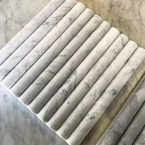 Fluted Travertine, Fluted Stone, Fluted Marble, Fluted Wall Panel, Modern Manor, Perini Tiles, Fluted Wall, Kitchen Island Bench, Indoor Tile