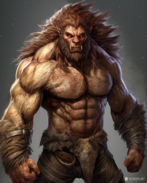 Dnd Bugbear Barbarian, D&d Bugbear, D&d Werewolf, Beast Man Character Design, Dnd Lycan, Shifter Barbarian, Bugbear Ranger, Beastman Fantasy Art, Orc Werewolf