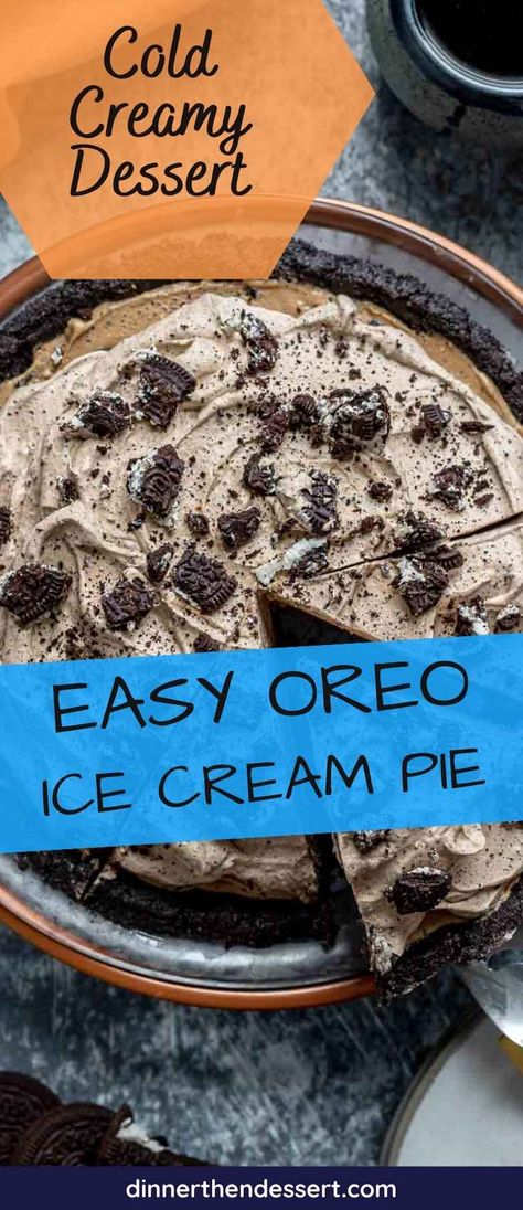 Oreo Ice Cream Pie is the ultimate summer dessert with an easy cookie crumb crust, creamy ice cream filling, and easy whipped topping! Easy Oreo Ice Cream, Oreo Ice Cream Pie, Oreo Cookie Pie, Cookie Crumb Crust, Oreo Pie Crust, Chocolate Graham Cracker Crust, Ice Cream Pie Recipe, Oreo Ice Cream Cake, Crumb Crust