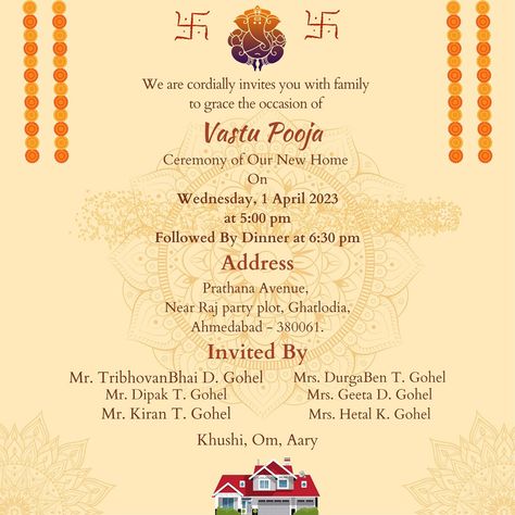 Housewarming Invitation Ecard| Griha Pravesh on Behance Graha Pravesh Invitation, Vastu Shanti Invitation Card Marathi, Gruhapravesham Invitation Card, Satyanarayan Pooja, Ganpati Invitation Card, Housewarming Invitation Cards, Indian Housewarming, Housewarming Invitation Templates, Free Invitation Cards