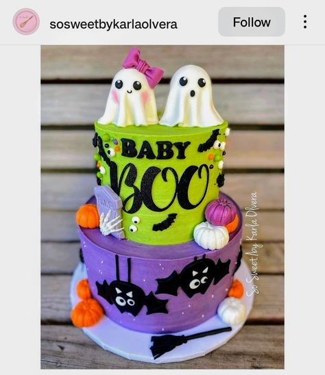 Halloween Theme Baby shower Cake Halloween Gender Reveal Cake Ideas, Witch Or Wizard Gender Reveal Cake, Ghost Baby Shower Cake, Halloween Gender Reveal Cake, Spooky Baby Shower Cake, Halloween Baby Shower Cake, Boo-y Or Ghoul Gender Reveal Ideas, Boo-y Or Ghoul Gender Reveal Cake, A Baby Is Brewing Gender Reveal Ideas Halloween