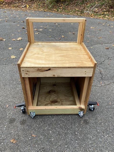 Mobile Table Saw Stand With Storage Drawers and Folding Outfeed Table : 8 Steps (with Pictures) - Instructables Table Saw Cart Diy, Table Saw Stand Diy, Portable Table Saw Stand, Bosch Table Saw, Home Made Table Saw, Outfeed Table, Table Saw Station, Craftsman Table Saw, Jigsaw Table