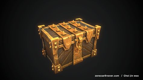 Stylized Hand-painted chest, Jin woo Choi on ArtStation at https://www.artstation.com/artwork/oPBGq Game Textures, Game Gui, D D Items, Texture Drawing, Jin Woo, Painted Chest, Games Box, Treasure Chest, Texture Painting