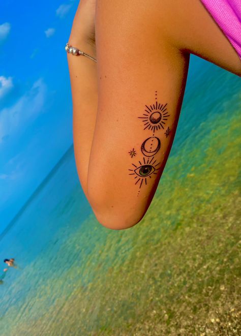 Small Spiritual Tattoos Universe, Peace Tattoos For Women, Hippy Tatoos Free Spirit, Protect Your Peace Tattoo, Inner Peace Tattoo, Third Eye Tattoo, Ribs Tattoo, Third Eye Tattoos, Peace Tattoos